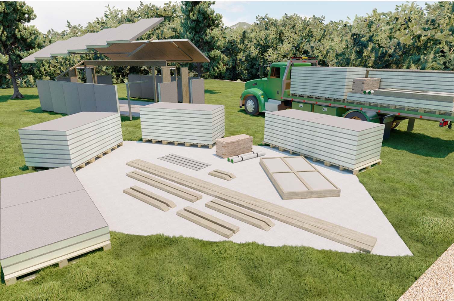 flat-packed emergency housing unit