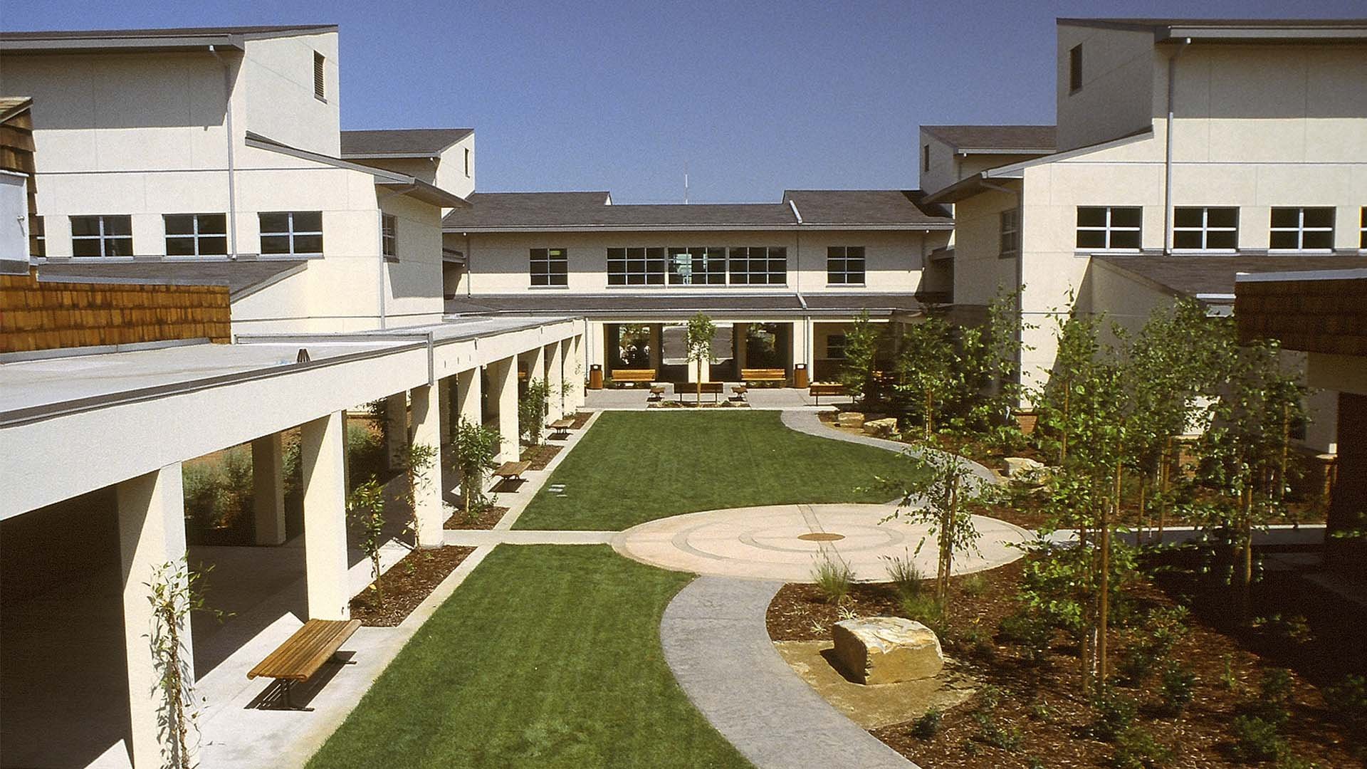 Courtyard and Connecting Corridor, Adult Services Building,