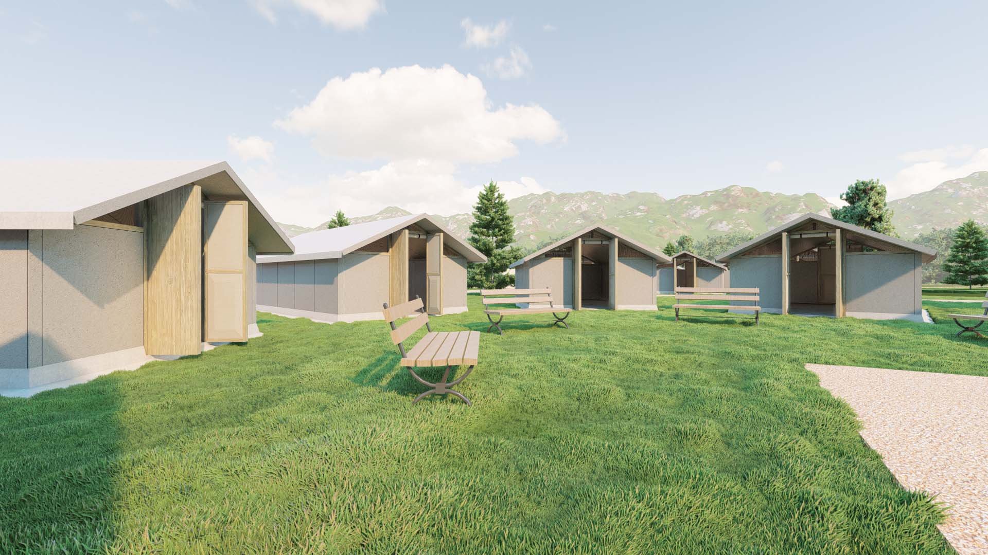 Courtyard view of small neighborhood