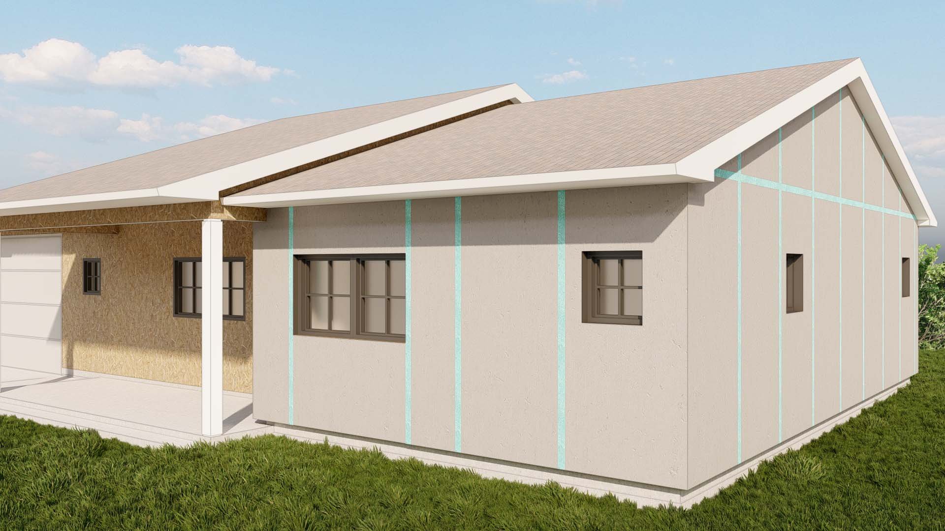  Panels in place and joints being taped 