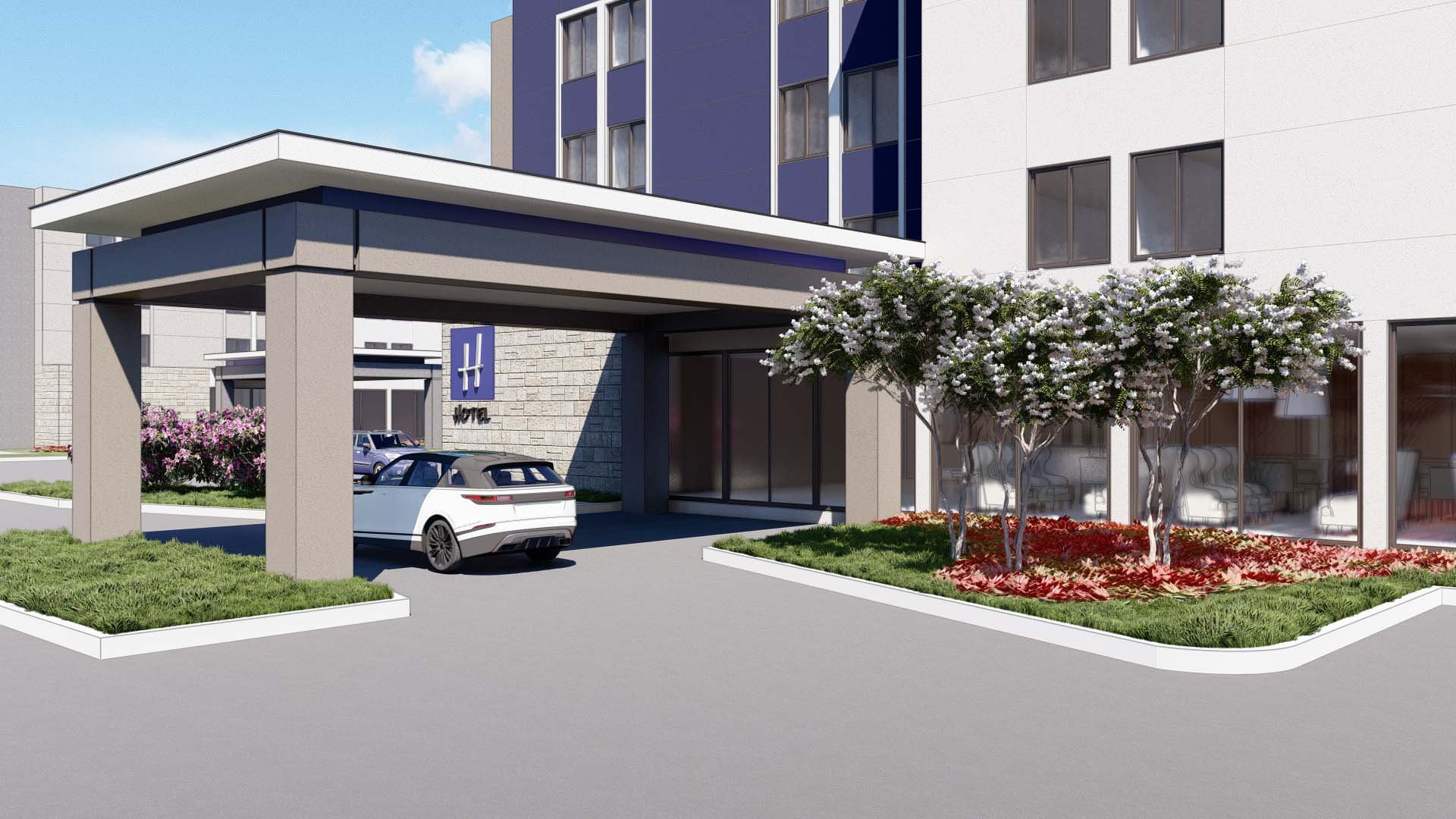 Typical Porta Cochere, Prototypical 4-story Hotel using Simplus Panels