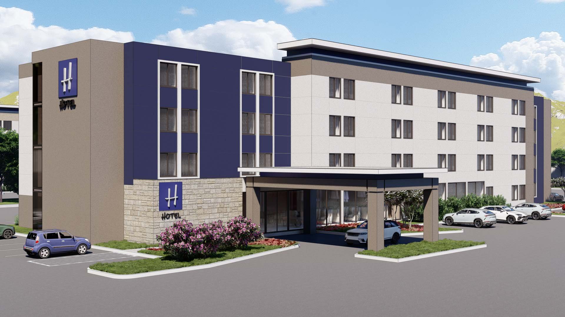 Perspective View, Prototypical 4-story Hotel using Simplus Panels