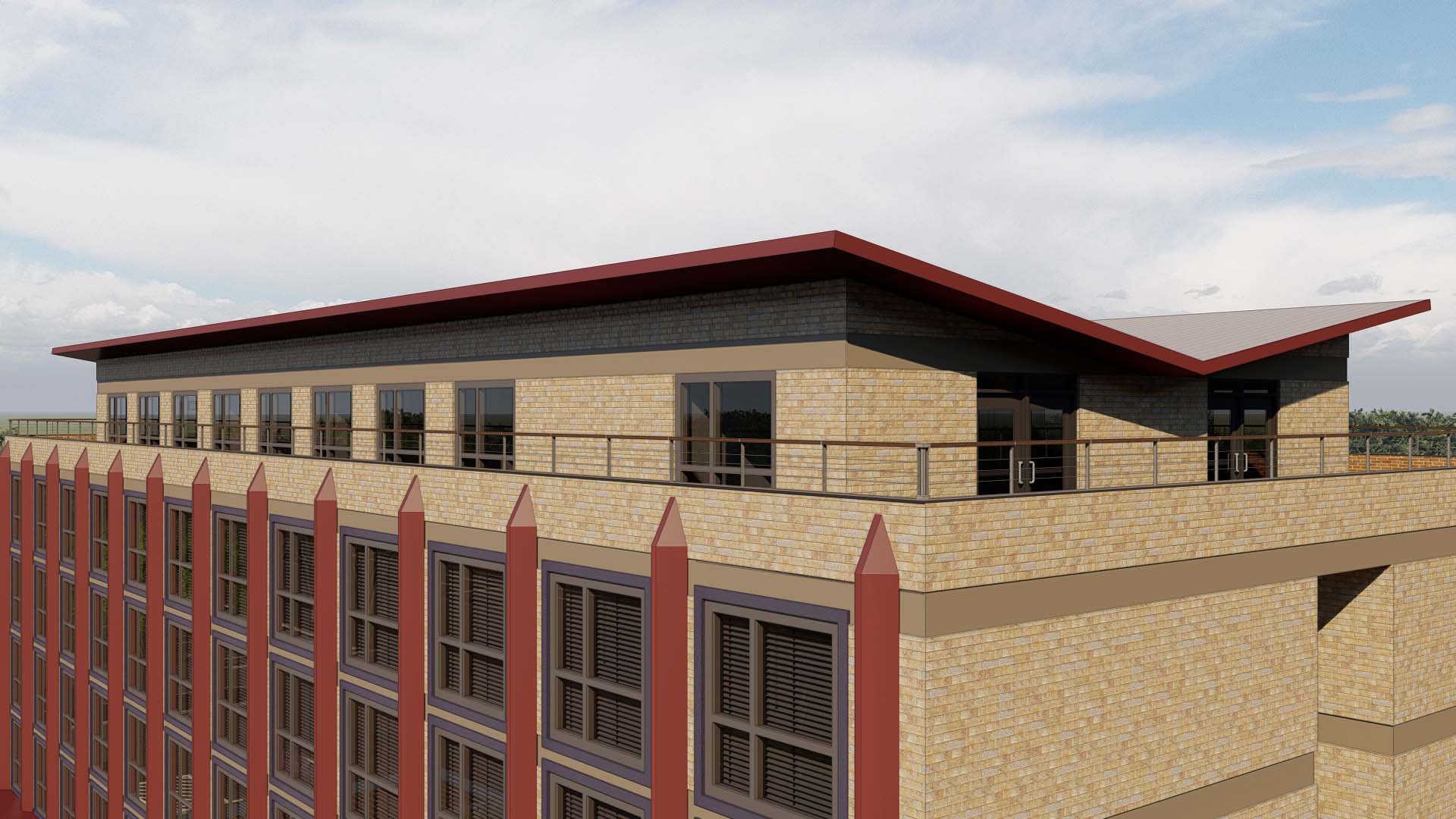 Roof-top Penthouse, Prototypical 6-story Hotel using Simplus Panels