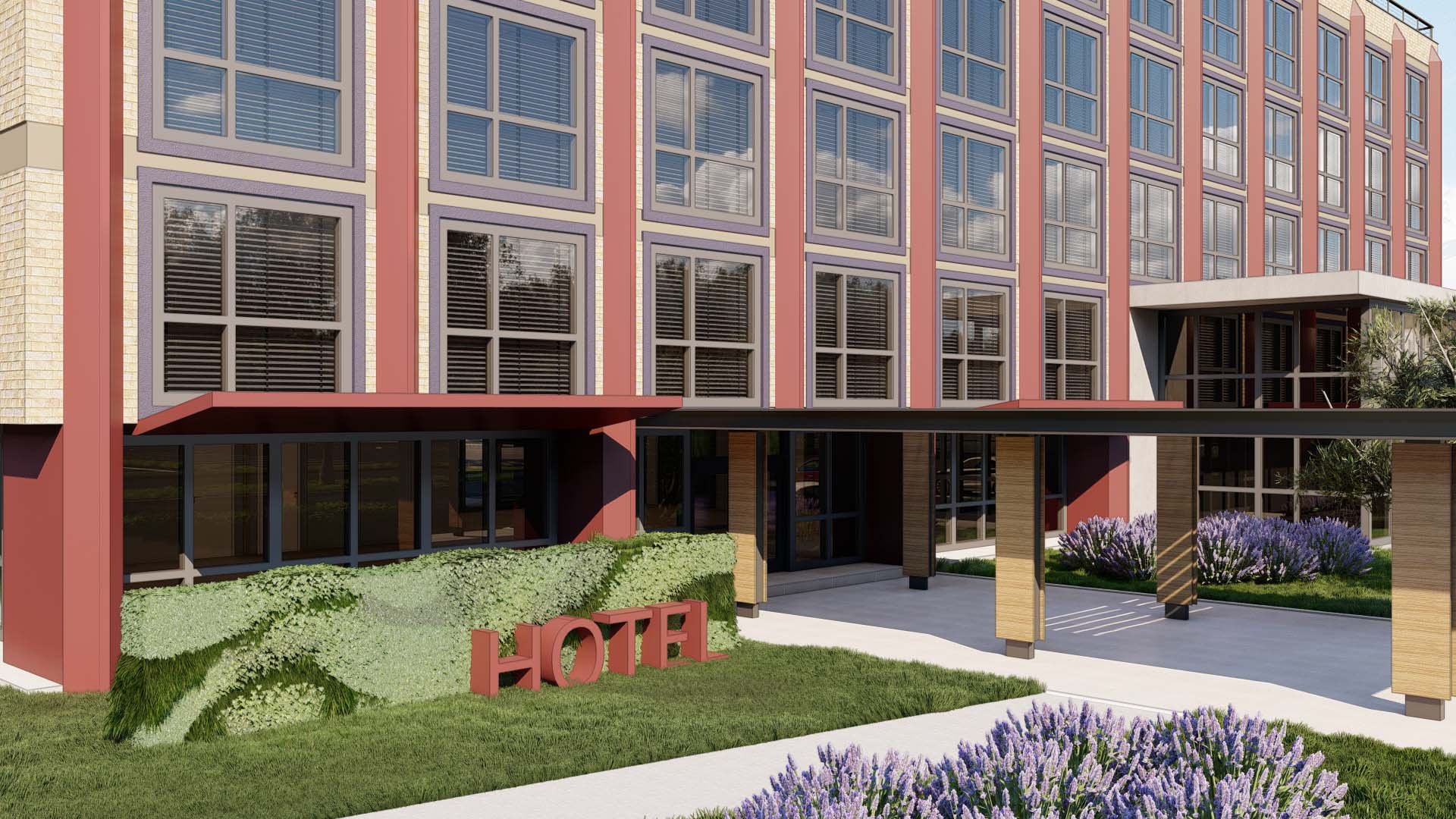 Entry, Prototypical 6-Story Hotel using Simplus Panels