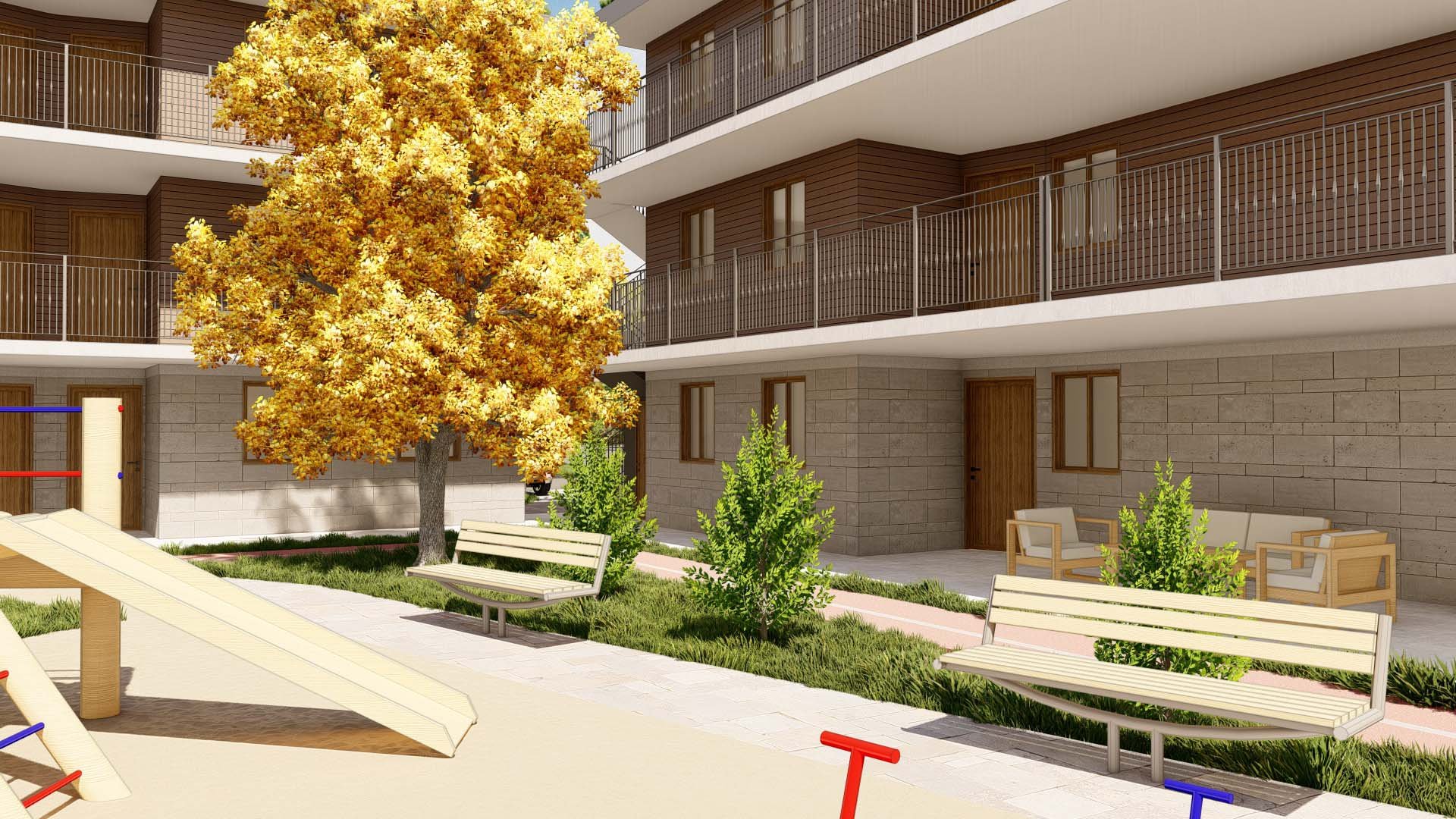 Entrances to 3-Story, 4-Building,