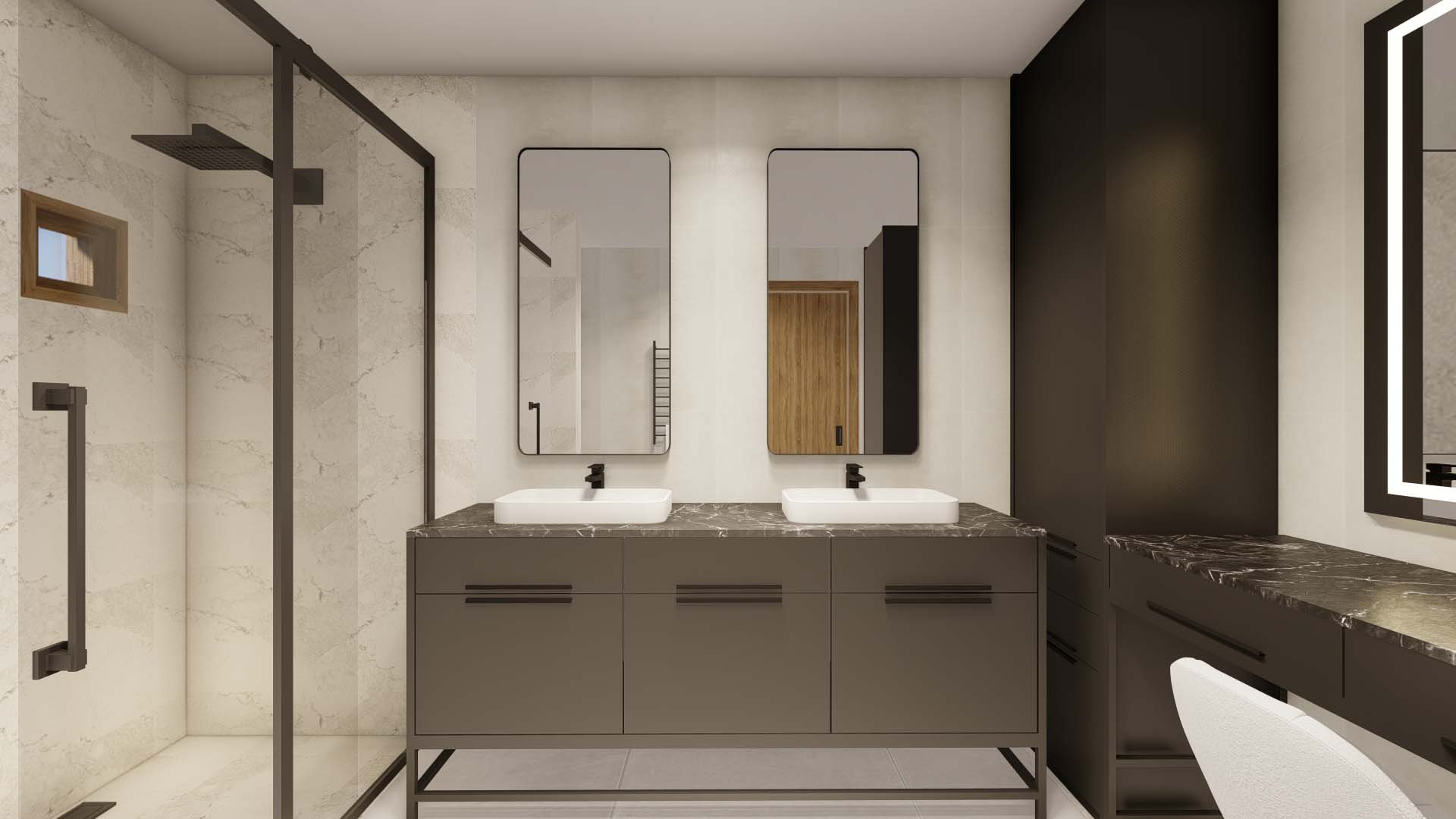 Typical Vanities, 3-Story, 12-Unit, Single-Stair "Passive House" Apartments