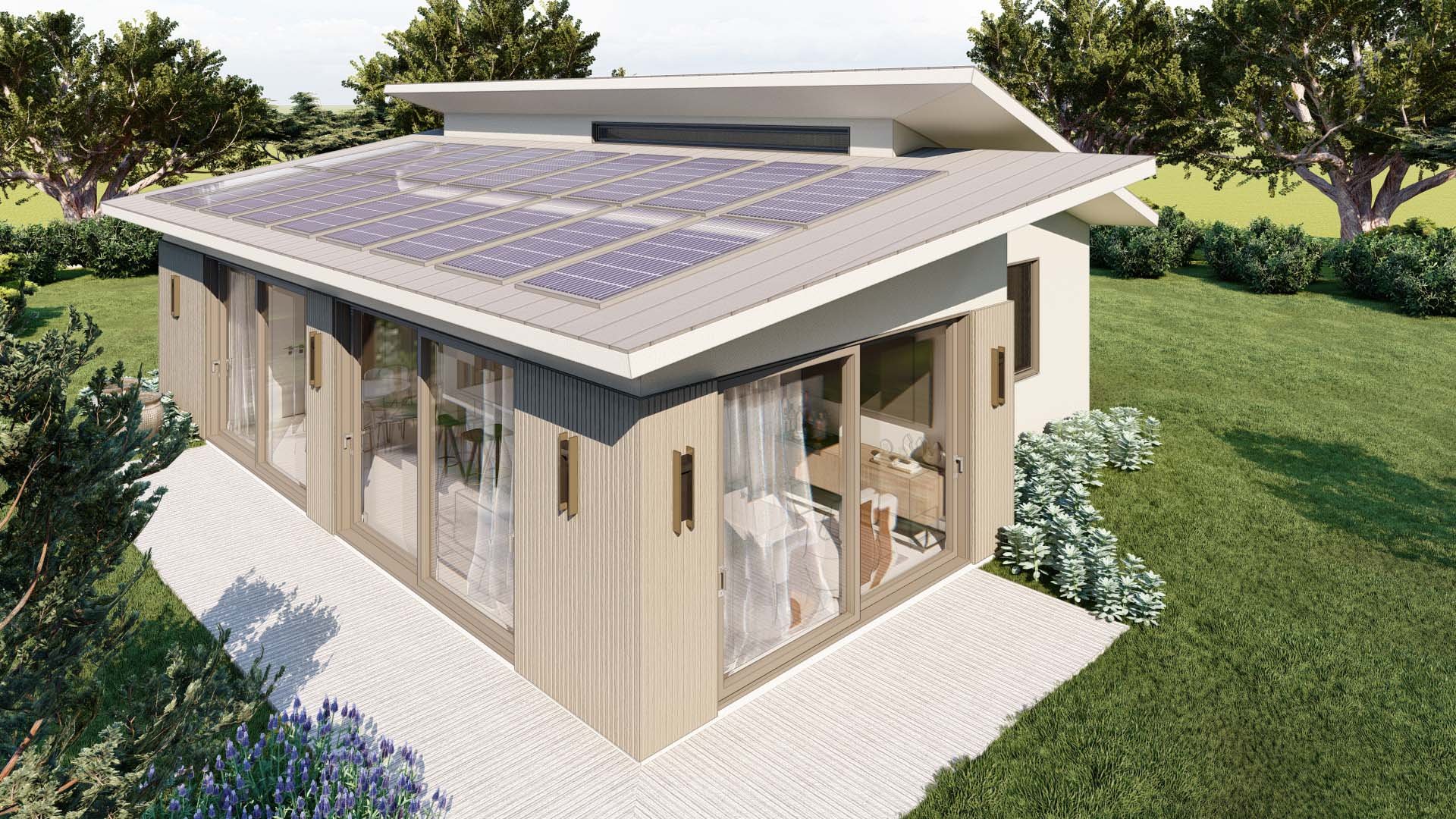 Southeast Exterior Aerial View of ADU Prototype