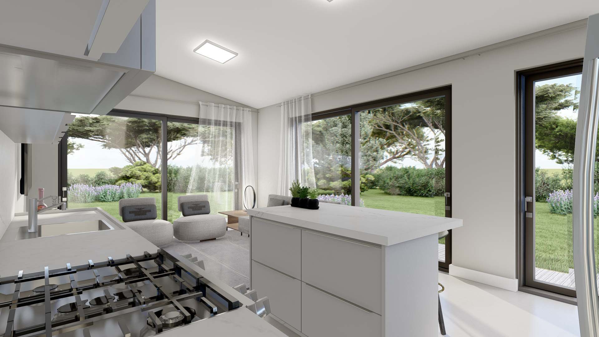 Living Room and Kitchen, Prototype ADU, Reno, NV