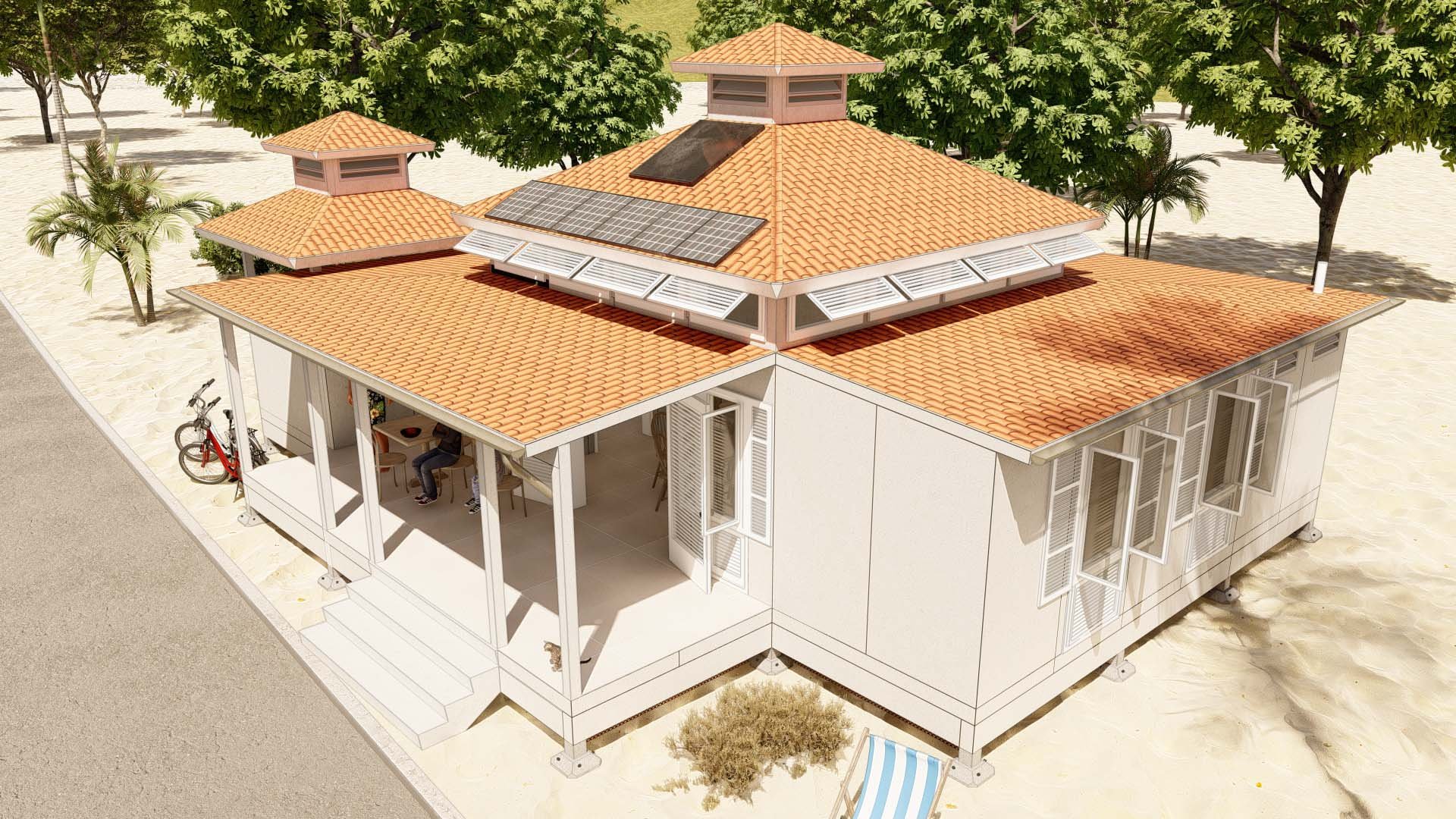 Aerial View of Haitian Off-Grid Traditional Home